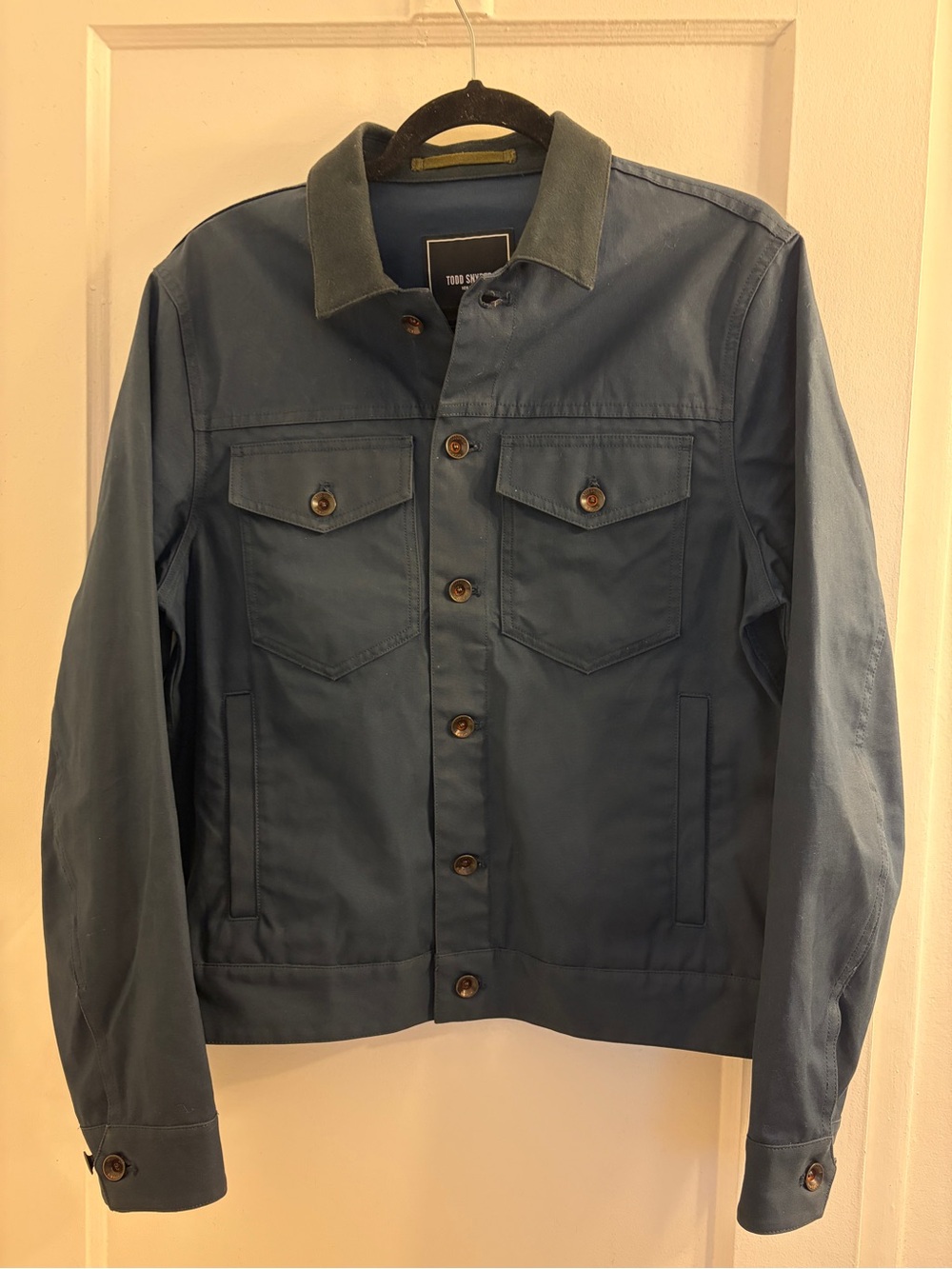 Todd Snyder Slate Blue Cotton Work Jacket with Contrast Collar